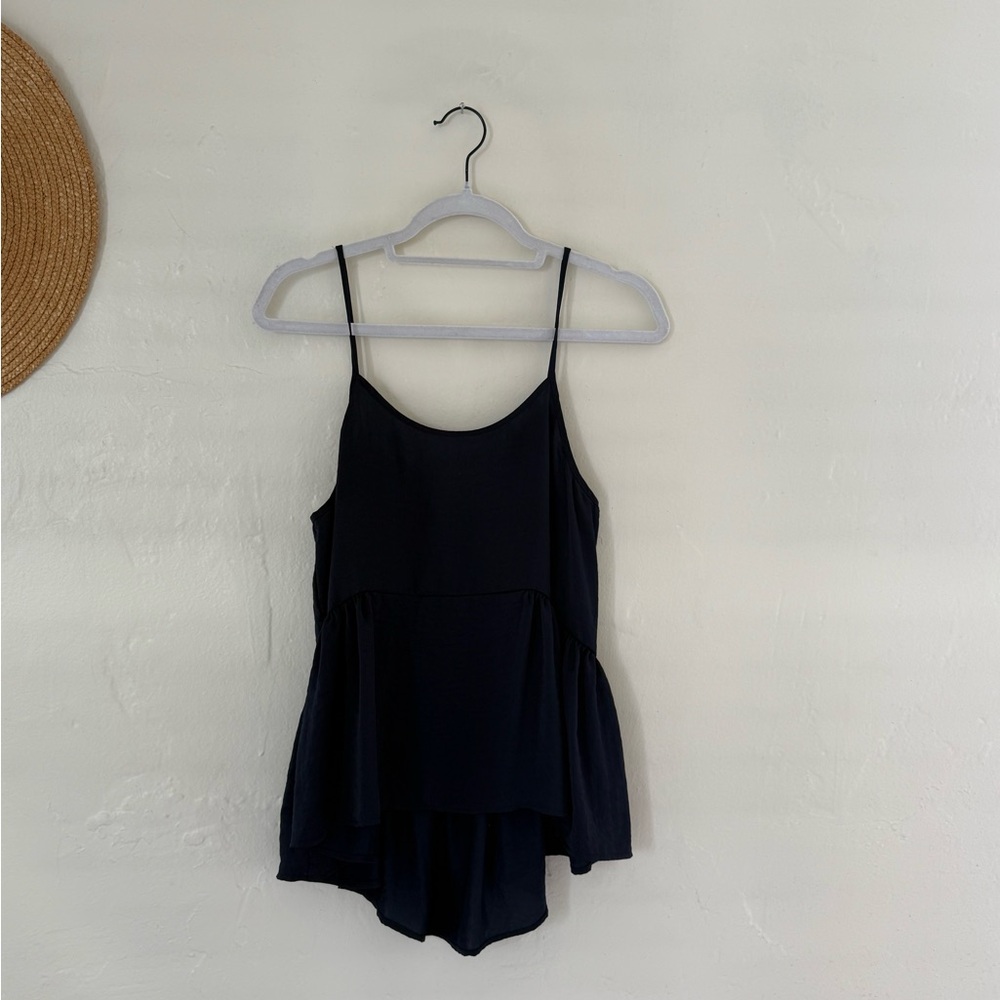 Navy Silk Top